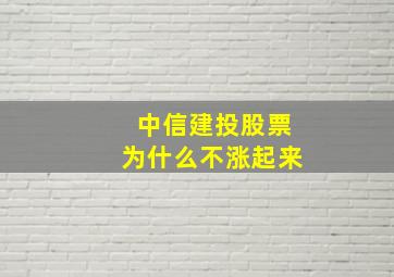 中信建投股票为什么不涨起来