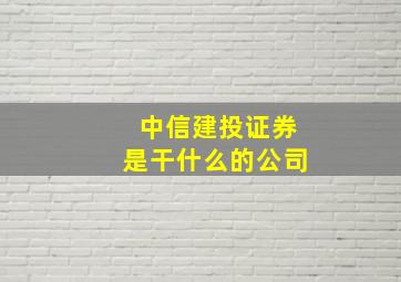 中信建投证券是干什么的公司