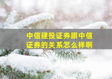 中信建投证券跟中信证券的关系怎么样啊