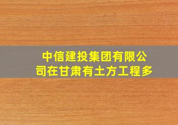 中信建投集团有限公司在甘肃有土方工程多