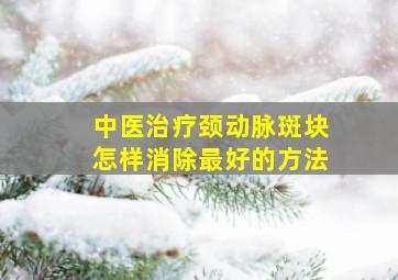 中医治疗颈动脉斑块怎样消除最好的方法