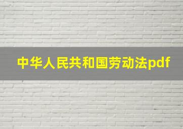 中华人民共和国劳动法pdf