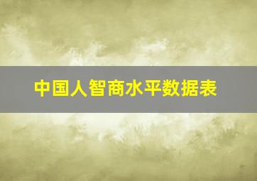 中国人智商水平数据表