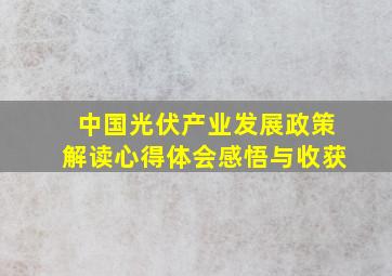 中国光伏产业发展政策解读心得体会感悟与收获