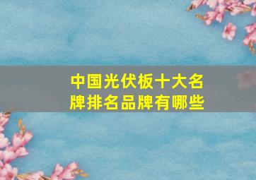 中国光伏板十大名牌排名品牌有哪些