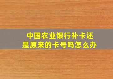 中国农业银行补卡还是原来的卡号吗怎么办