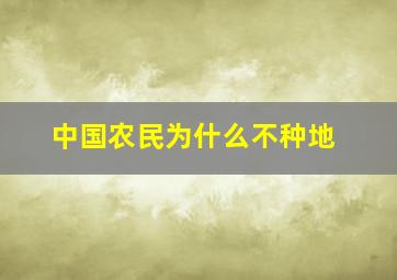 中国农民为什么不种地