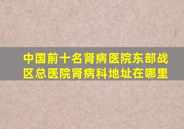 中国前十名肾病医院东部战区总医院肾病科地址在哪里