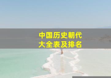 中国历史朝代大全表及排名