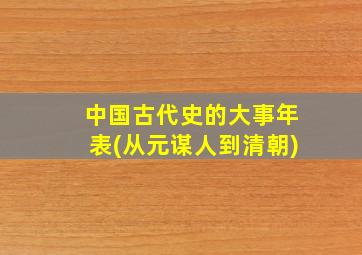 中国古代史的大事年表(从元谋人到清朝)