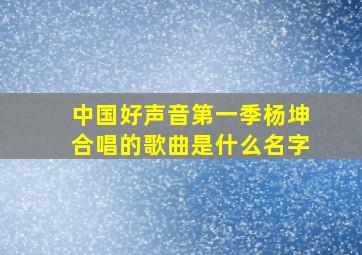 中国好声音第一季杨坤合唱的歌曲是什么名字