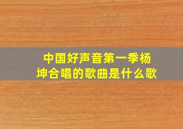 中国好声音第一季杨坤合唱的歌曲是什么歌