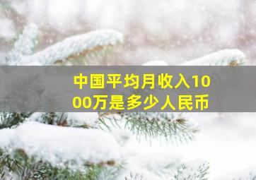 中国平均月收入1000万是多少人民币