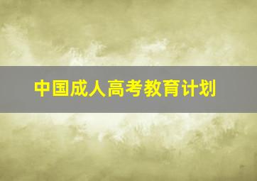 中国成人高考教育计划