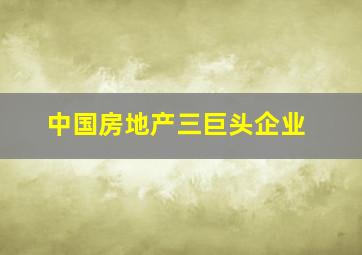 中国房地产三巨头企业