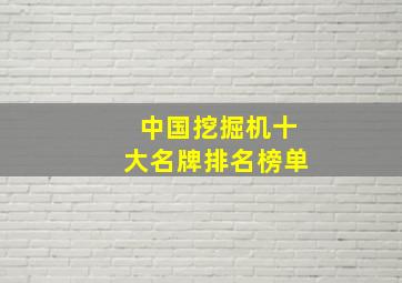 中国挖掘机十大名牌排名榜单