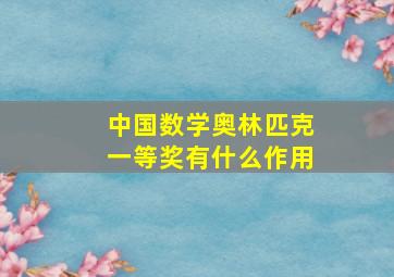 中国数学奥林匹克一等奖有什么作用