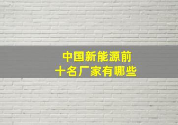 中国新能源前十名厂家有哪些