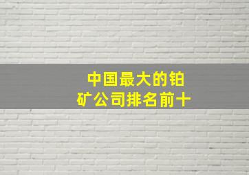 中国最大的铂矿公司排名前十