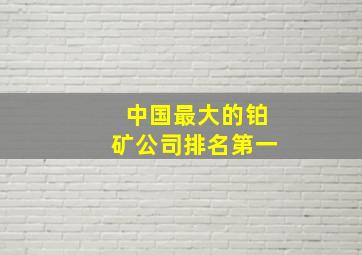 中国最大的铂矿公司排名第一