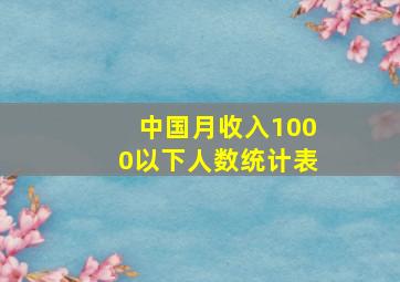 中国月收入1000以下人数统计表