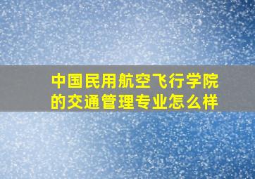 中国民用航空飞行学院的交通管理专业怎么样