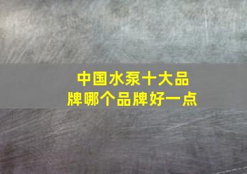 中国水泵十大品牌哪个品牌好一点