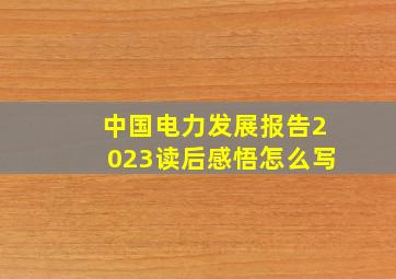 中国电力发展报告2023读后感悟怎么写