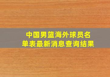 中国男篮海外球员名单表最新消息查询结果