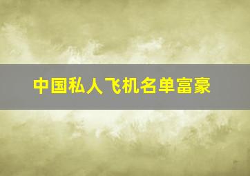 中国私人飞机名单富豪