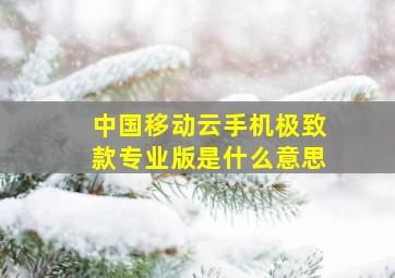 中国移动云手机极致款专业版是什么意思