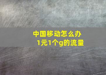 中国移动怎么办1元1个g的流量