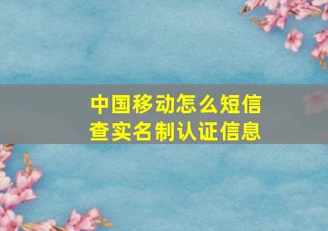 中国移动怎么短信查实名制认证信息