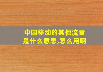 中国移动的其他流量是什么意思,怎么用啊