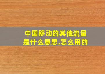 中国移动的其他流量是什么意思,怎么用的