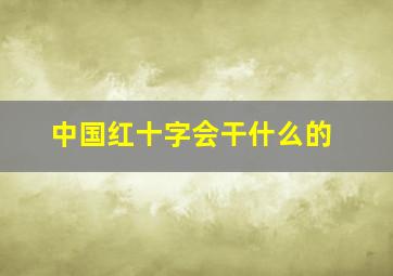 中国红十字会干什么的