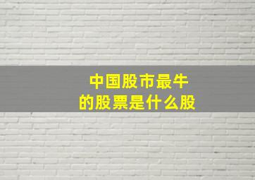 中国股市最牛的股票是什么股