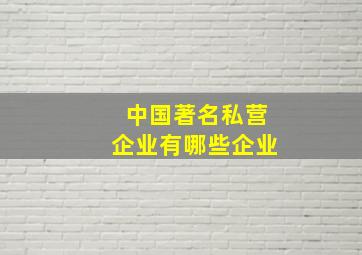 中国著名私营企业有哪些企业