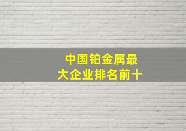 中国铂金属最大企业排名前十