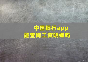 中国银行app能查询工资明细吗