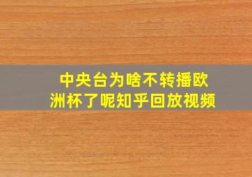 中央台为啥不转播欧洲杯了呢知乎回放视频