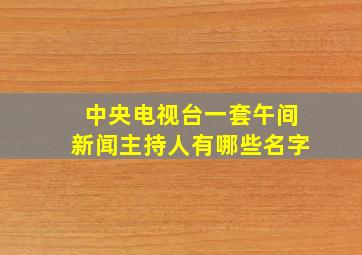 中央电视台一套午间新闻主持人有哪些名字