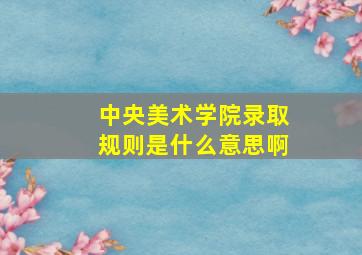 中央美术学院录取规则是什么意思啊