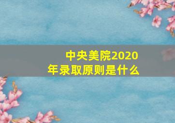 中央美院2020年录取原则是什么