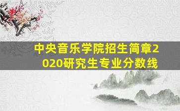 中央音乐学院招生简章2020研究生专业分数线