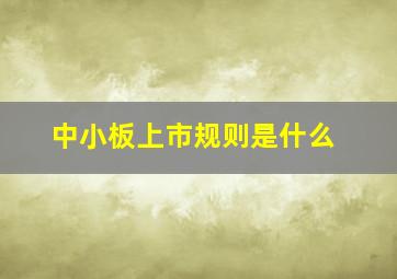 中小板上市规则是什么