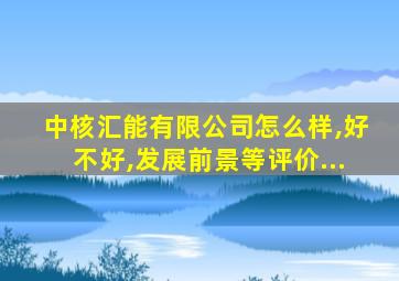 中核汇能有限公司怎么样,好不好,发展前景等评价...