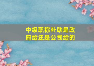 中级职称补助是政府给还是公司给的