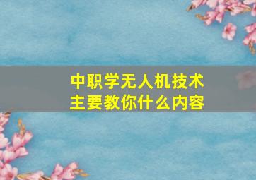 中职学无人机技术主要教你什么内容