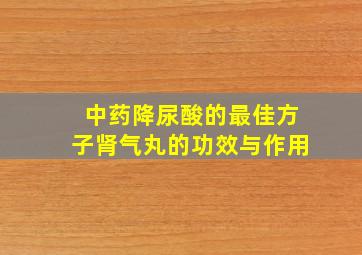 中药降尿酸的最佳方子肾气丸的功效与作用